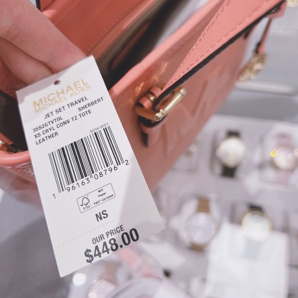 Michael Kors Jet Set XS Carryall Tote Crossbody Floating MK Logo Sherbert Pink - Picture 6 of 7